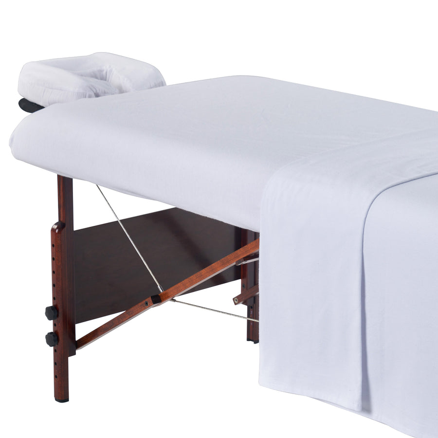 Lightning Deal! Master Massage Deluxe Massage Table Flannel 3 Piece Sheet Set - 100% Cotton-Pure White