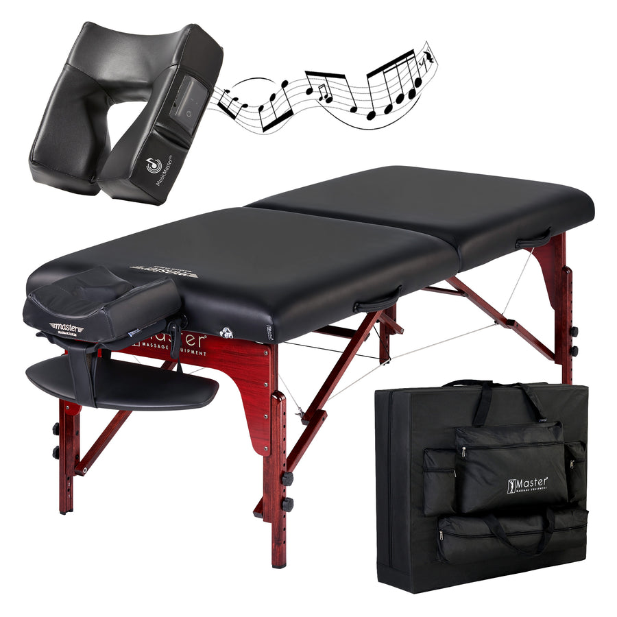 Master Massage 79cm Montclair Pro Portable Massage Table Package, Memory Foam Cushioning, Reiki Panels, Shiatsu Cable Release- Tattoo Table, Spa Bed, Facial Bed - Black