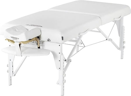 Master Massage 79cm Montclair Pro Portable Massage Table Package, Snow White Memory Foam Cushioning, Reiki Panels, Shiatsu Cable Release- Tattoo Table, Spa Bed