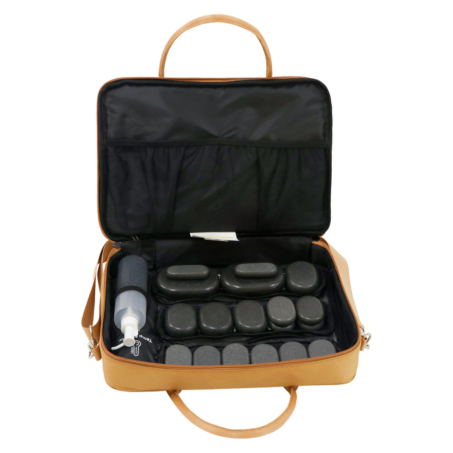 Master Massage Hot Stone Massage Heater Bag with Adjustable Temperature Control, Portable Spa Stone Warmer for Massage Stones & Towels (Brown))