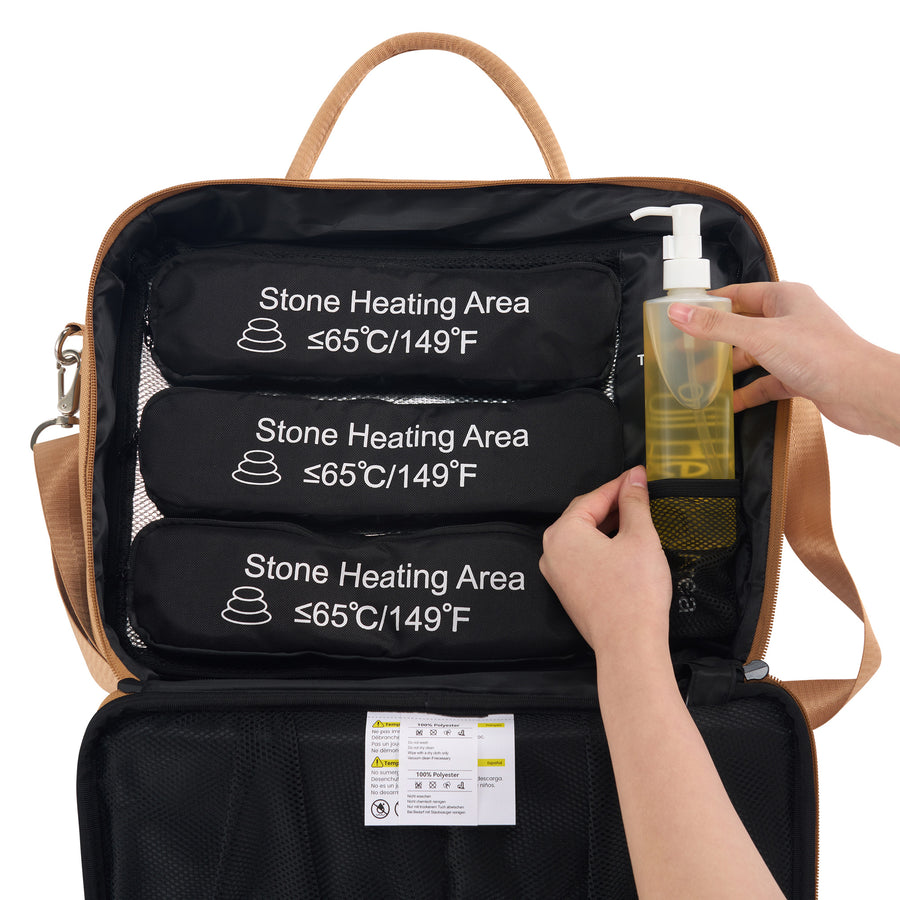 Master Massage Hot Stone Massage Heater Bag with Adjustable Temperature Control, Portable Spa Stone Warmer for Massage Stones & Towels (Brown))