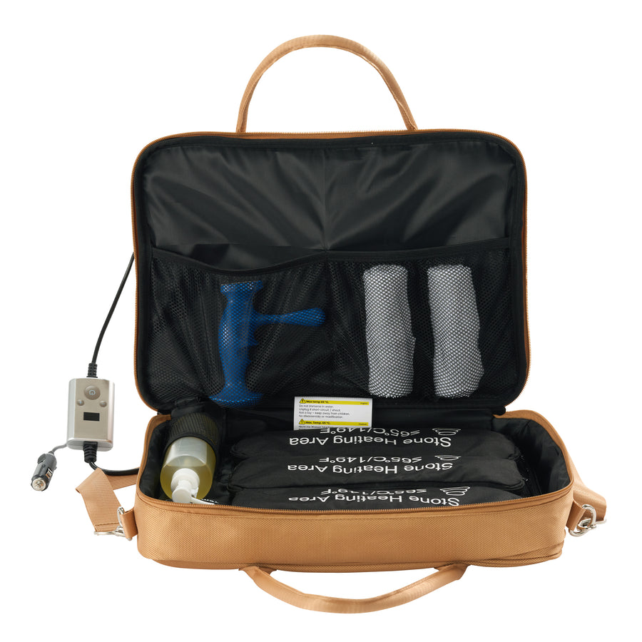 Master Massage Hot Stone Massage Heater Bag with Adjustable Temperature Control, Portable Spa Stone Warmer for Massage Stones & Towels (Brown))