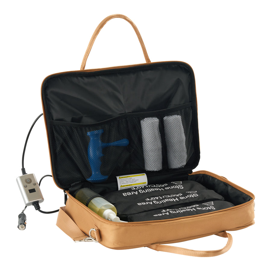 Master Massage Hot Stone Massage Heater Bag with Adjustable Temperature Control, Portable Spa Stone Warmer for Massage Stones & Towels (Brown))