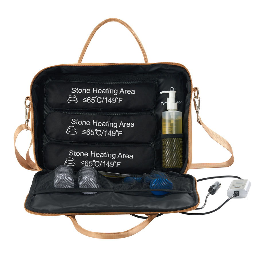 Master Massage Hot Stone Massage Heater Bag with Adjustable Temperature Control, Portable Spa Stone Warmer for Massage Stones & Towels (Brown))
