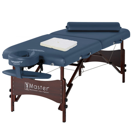 Master Roma II 76cm Portable Massage Table Bundle in Royal Blue with Bolster and Face Cushion Covers