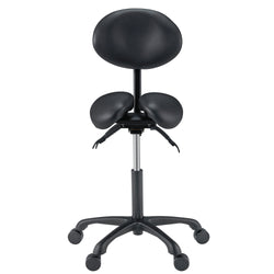 Master Massage Berkeley Ergonomic Saddle Stool -Two Split Part Seat StoolHydraulic Swivel Rolling Seat & Saddle Posture Correction Chair Seat with Backrest and Adjustable Title Angle and Height Black