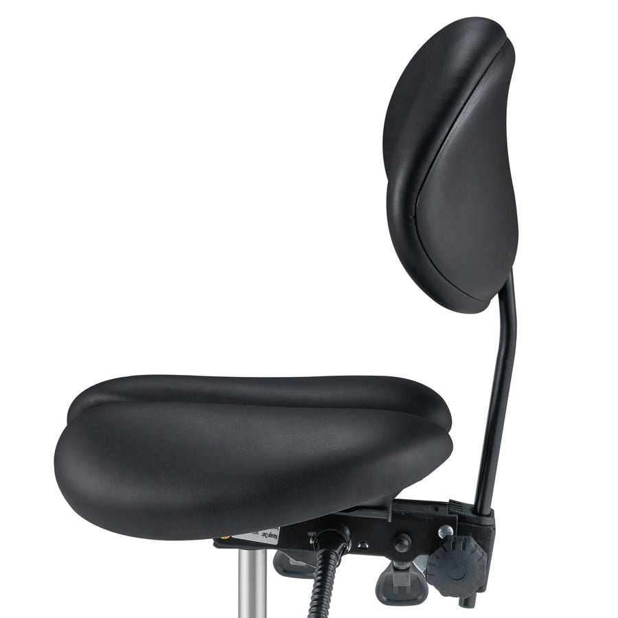 Master Massage Berkeley Ergonomic Saddle Stool -Two Split Part Seat StoolHydraulic Swivel Rolling Seat & Saddle Posture Correction Chair Seat with Backrest and Adjustable Title Angle and Height Black