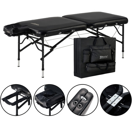 Master Massage 76cm STRATOMASTER™ Portable Massage Table Package with NanoSkin™ (Black Color)