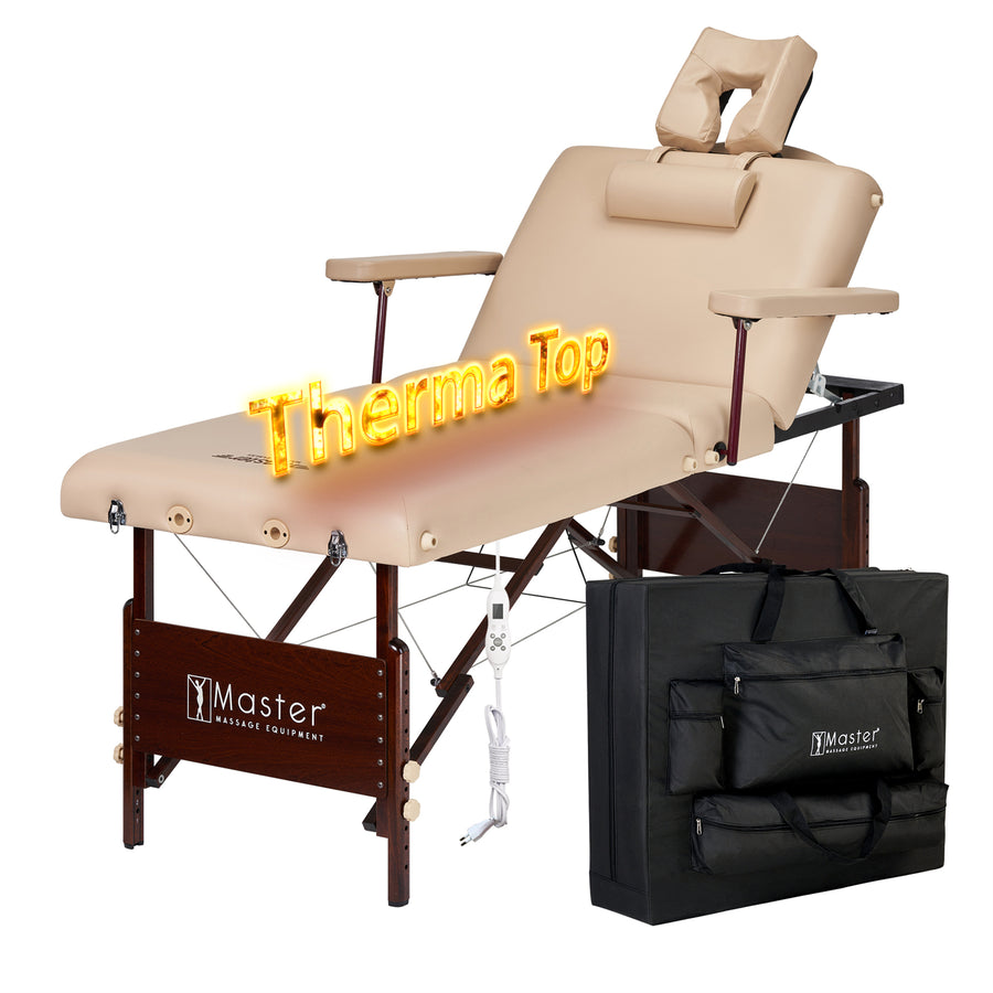 MD-Master Massage 71cm DEL RAY SALON Portable Massage Table Package, The Thermal top function has stopped working and No Accessories with this table Adjustable Heating System! (Sand Color)