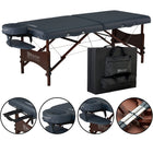 Master Massage Newport Portable Massage Table 71cm Package with Denser 6.3cm Cushion, Walnut Stained Hardwood, Steel Support Cables, Pillows & Accessories (Black)