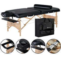 Master Massage Gibraltar 81cm Width Olympic LX Portable Massage Table, Black- Extra Wide for Larger Clients, Supports Weight Up to 363kg.- Tattoo Spa Salon Facial Beauty Bed, Lash Tables