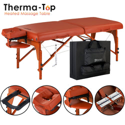 Thermal-Top Study  Strong Soft Cushion Premium comfort Portable Massage Table  Oil proof & waterproof surface Massage Table heating top table  Foldable and Portable carry case include adjustable table height and face cradle  Tattoo table