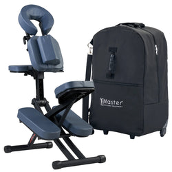 Master Massage Rio Portable Massage Chair Lightweight Strong Deluxe Adjustable Storable with Luggage Style Carrying Case, Royal Blue