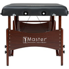 Master Massage Newport Portable Massage Table 71cm Package with Denser 6.3cm Cushion, Walnut Stained Hardwood, Steel Support Cables, Pillows & Accessories (Black)